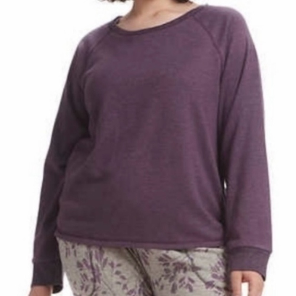 Live Love Lounge by Karen Neuburger Heather Plum Long Sleeve Sweater in XXL